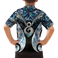 New Zealand Aotearoa Family Matching Off Shoulder Short Dress and Hawaiian Shirt Pikorua Single Twist Green Paua Shell DT05 - Polynesian Pride