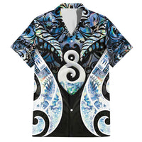 New Zealand Aotearoa Family Matching Off Shoulder Short Dress and Hawaiian Shirt Pikorua Single Twist Green Paua Shell DT05 Dad's Shirt - Short Sleeve Green - Polynesian Pride