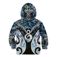 New Zealand Aotearoa Kid Hoodie Pikorua Single Twist Green Paua Shell