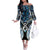 New Zealand Aotearoa Off The Shoulder Long Sleeve Dress Pikorua Single Twist Green Paua Shell