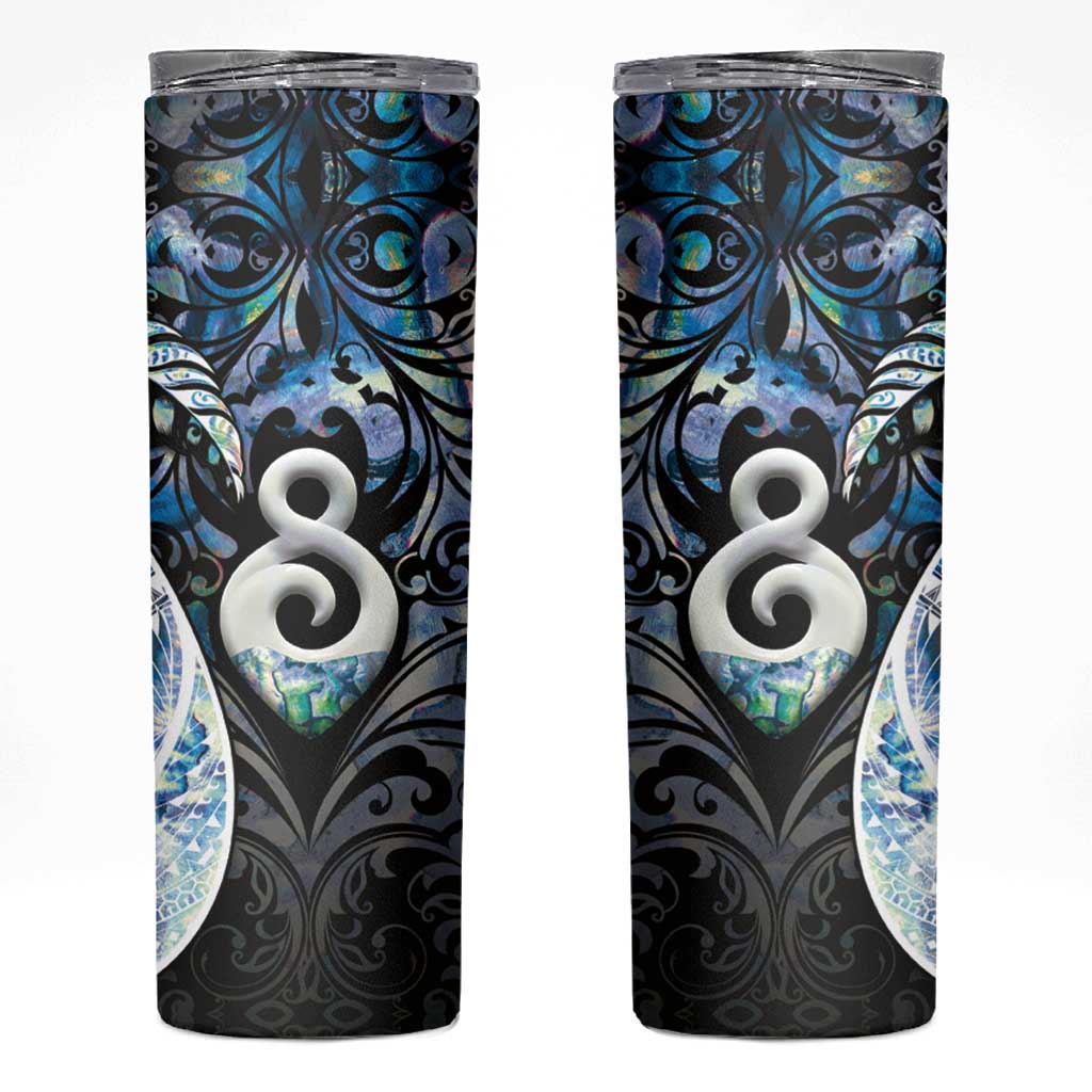 New Zealand Aotearoa Skinny Tumbler Pikorua Single Twist Green Paua Shell DT05 Green - Polynesian Pride
