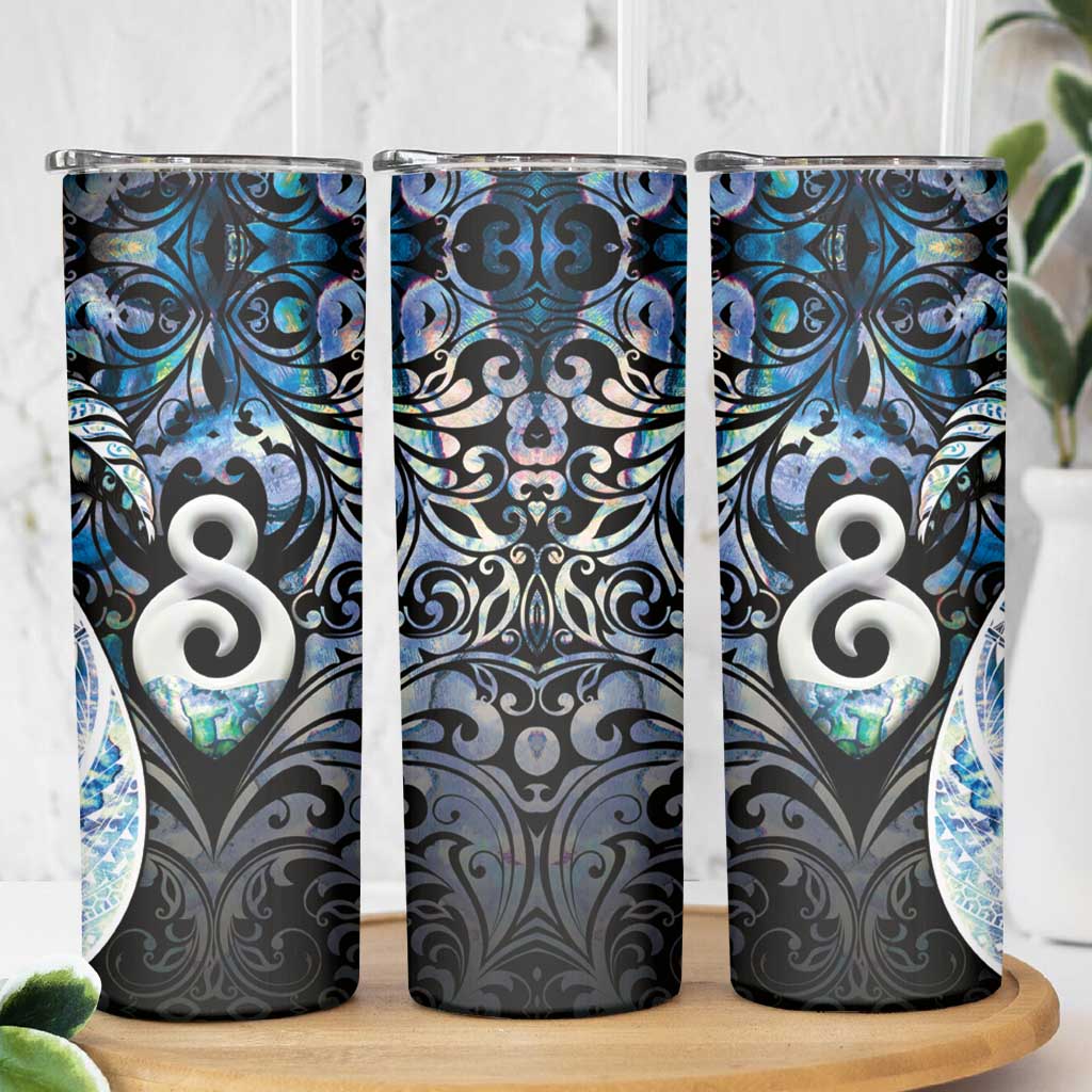 New Zealand Aotearoa Skinny Tumbler Pikorua Single Twist Green Paua Shell DT05 - Polynesian Pride