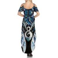 New Zealand Aotearoa Summer Maxi Dress Pikorua Single Twist Green Paua Shell