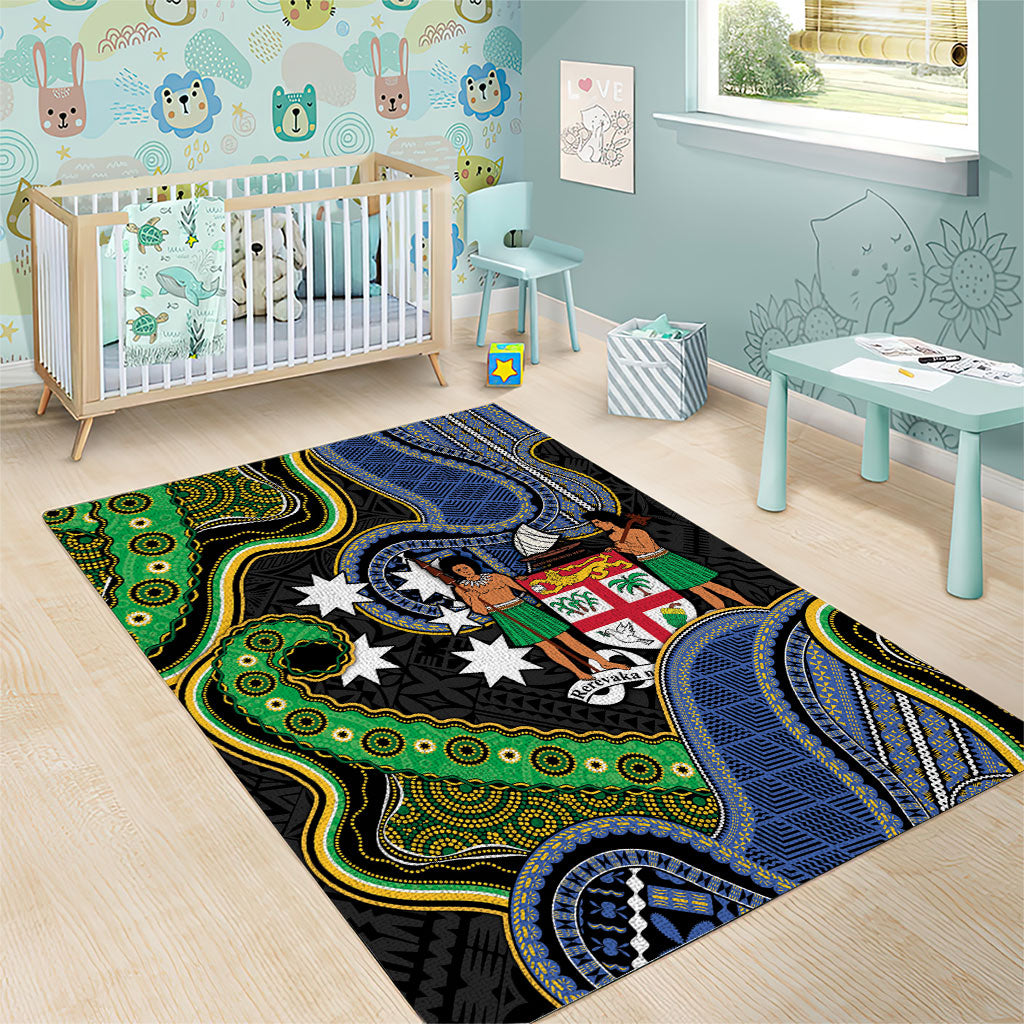 South Sea Islanders And Fiji Area Rug Fijian Coat Of Arms And Southern Cross DT05 - Polynesian Pride