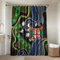 South Sea Islanders And Fiji Bathroom Set Fijian Coat Of Arms And Southern Cross DT05 Shower Curtain Only Black - Polynesian Pride