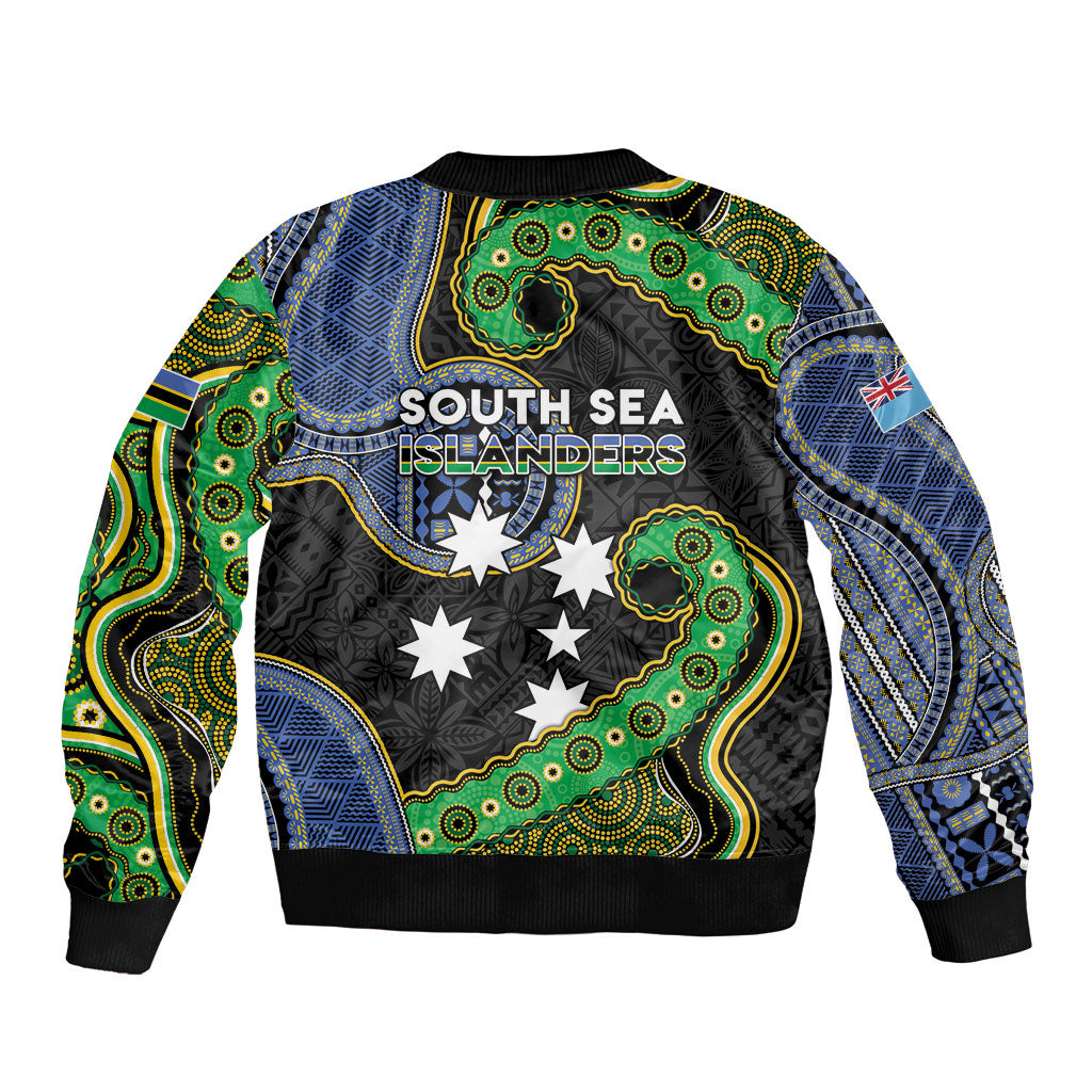 South Sea Islanders And Fiji Bomber Jacket Fijian Coat Of Arms And Southern Cross DT05 - Polynesian Pride