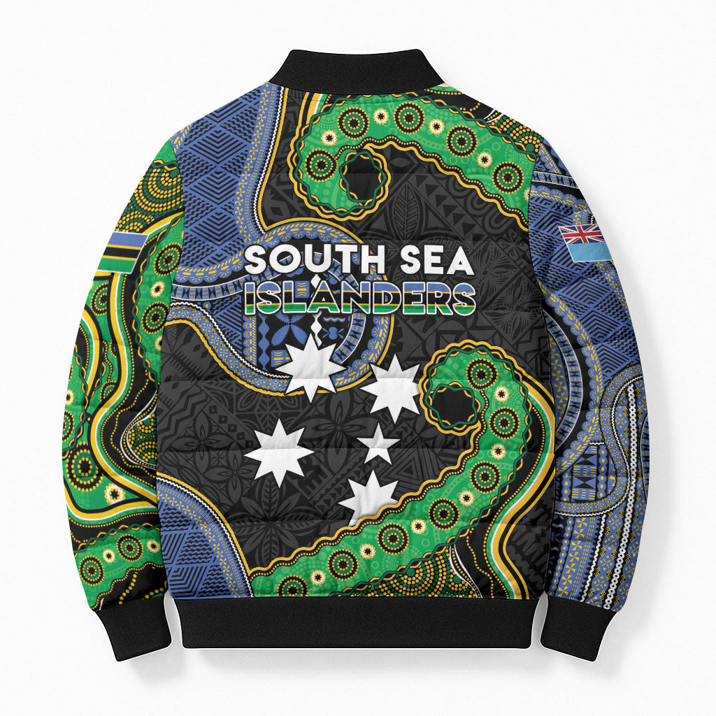 South Sea Islanders And Fiji Bomber Puffer Jacket Fijian Coat Of Arms And Southern Cross DT05 - Polynesian Pride