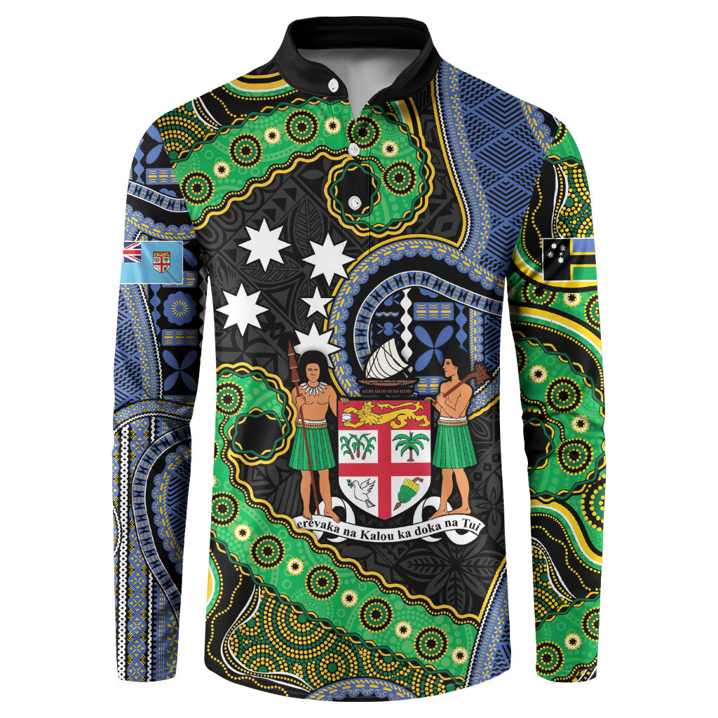 South Sea Islanders And Fiji Button Sweatshirt Fijian Coat Of Arms And Southern Cross DT05 Black - Polynesian Pride