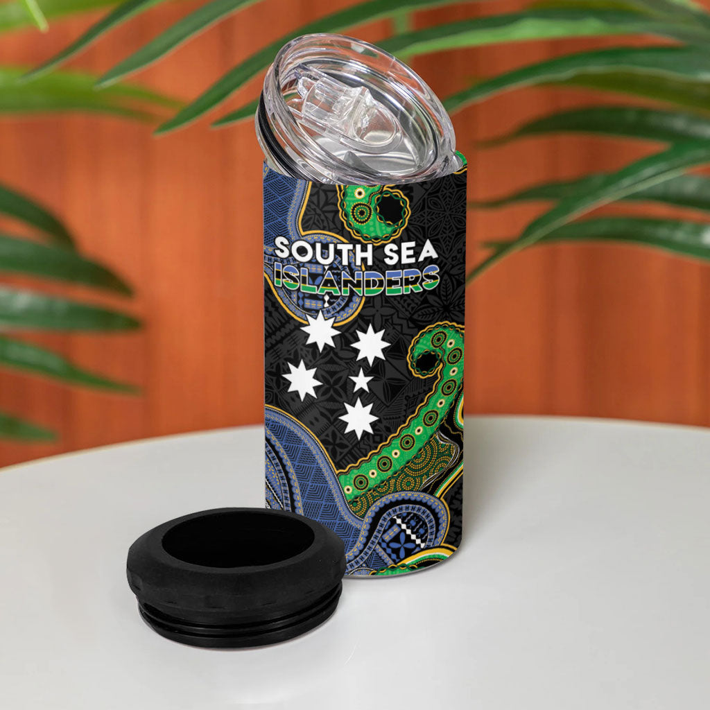 South Sea Islanders And Fiji 4 in 1 Can Cooler Tumbler Fijian Coat Of Arms And Southern Cross DT05 - Polynesian Pride