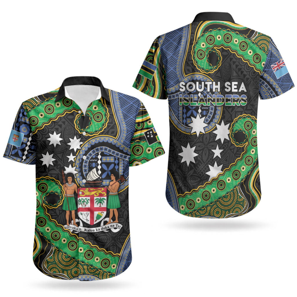 South Sea Islanders And Fiji Couples Matching Puletasi and Hawaiian Shirt Fijian Coat Of Arms And Southern Cross DT05 - Polynesian Pride