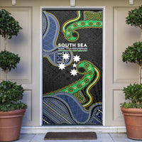 South Sea Islanders And Fiji Door Cover Fijian Coat Of Arms And Southern Cross DT05 Black - Polynesian Pride