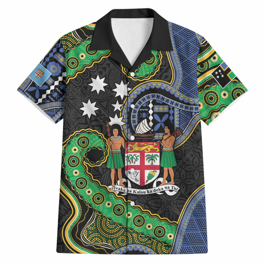 South Sea Islanders And Fiji Hawaiian Shirt Fijian Coat Of Arms And Southern Cross DT05 Black - Polynesian Pride