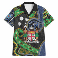 South Sea Islanders And Fiji Hawaiian Shirt Fijian Coat Of Arms And Southern Cross DT05 Black - Polynesian Pride