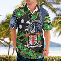 South Sea Islanders And Fiji Hawaiian Shirt Fijian Coat Of Arms And Southern Cross DT05 - Polynesian Pride