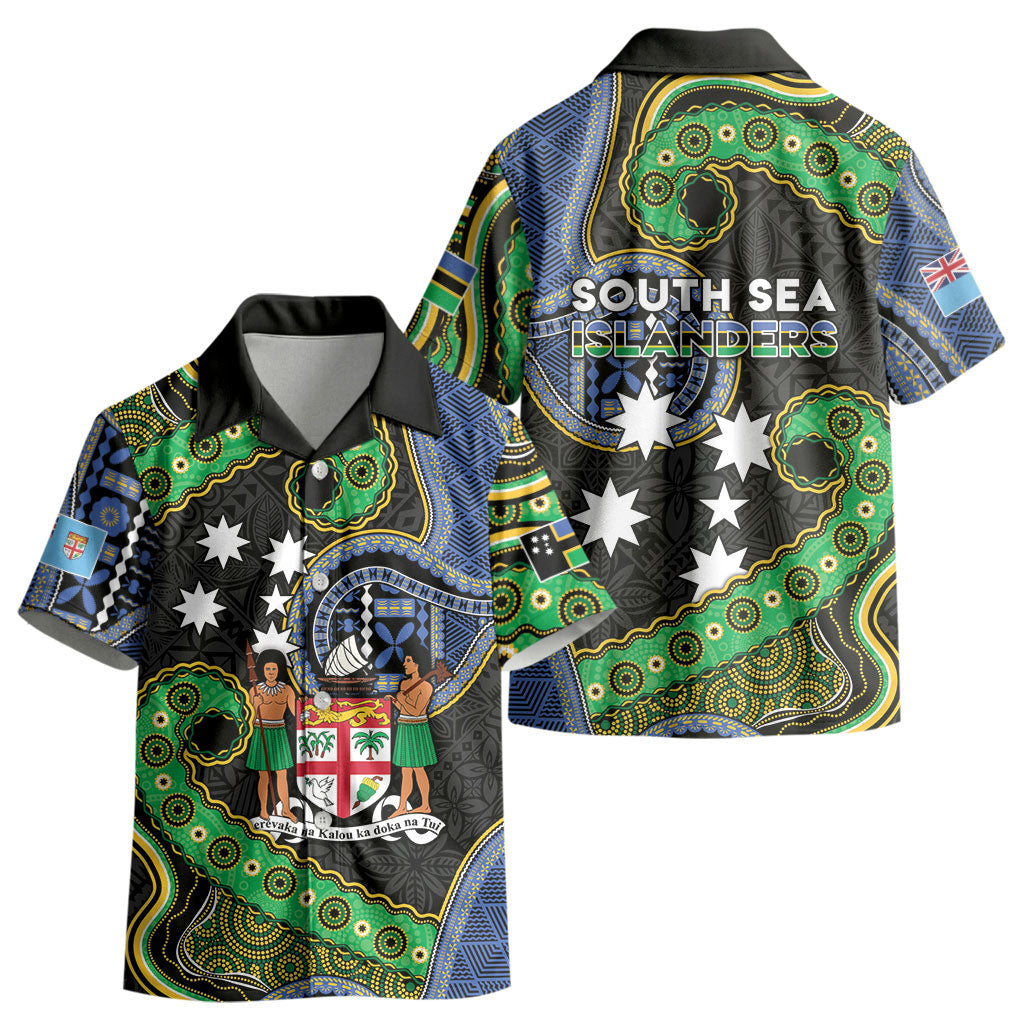 South Sea Islanders And Fiji Kid Hawaiian Shirt Fijian Coat Of Arms And Southern Cross DT05 - Polynesian Pride