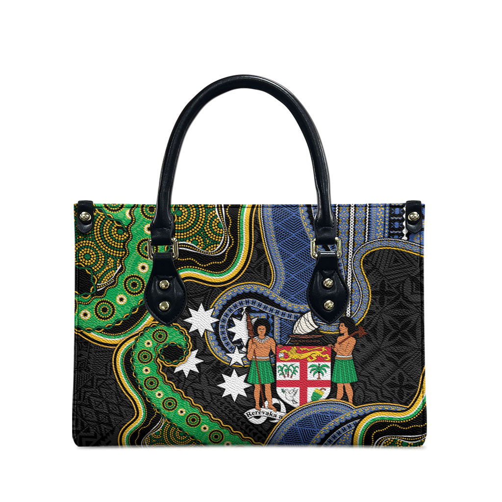 South Sea Islanders And Fiji Leather Bag Fijian Coat Of Arms And Southern Cross DT05 - Polynesian Pride