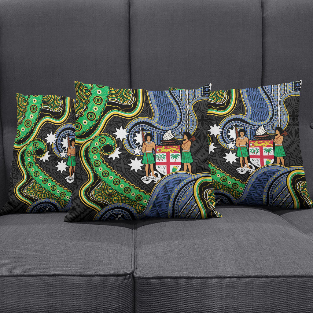 South Sea Islanders And Fiji Pillow Cover Fijian Coat Of Arms And Southern Cross DT05 - Polynesian Pride