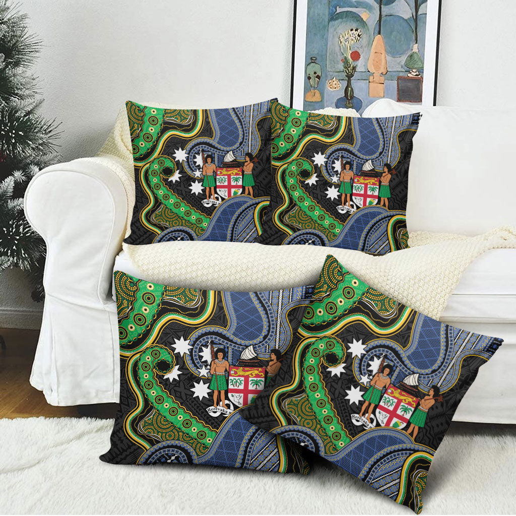 South Sea Islanders And Fiji Pillow Cover Fijian Coat Of Arms And Southern Cross DT05 - Polynesian Pride