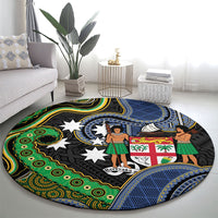 South Sea Islanders And Fiji Round Carpet Fijian Coat Of Arms And Southern Cross DT05 - Polynesian Pride