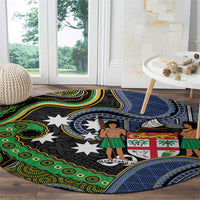 South Sea Islanders And Fiji Round Carpet Fijian Coat Of Arms And Southern Cross DT05 - Polynesian Pride