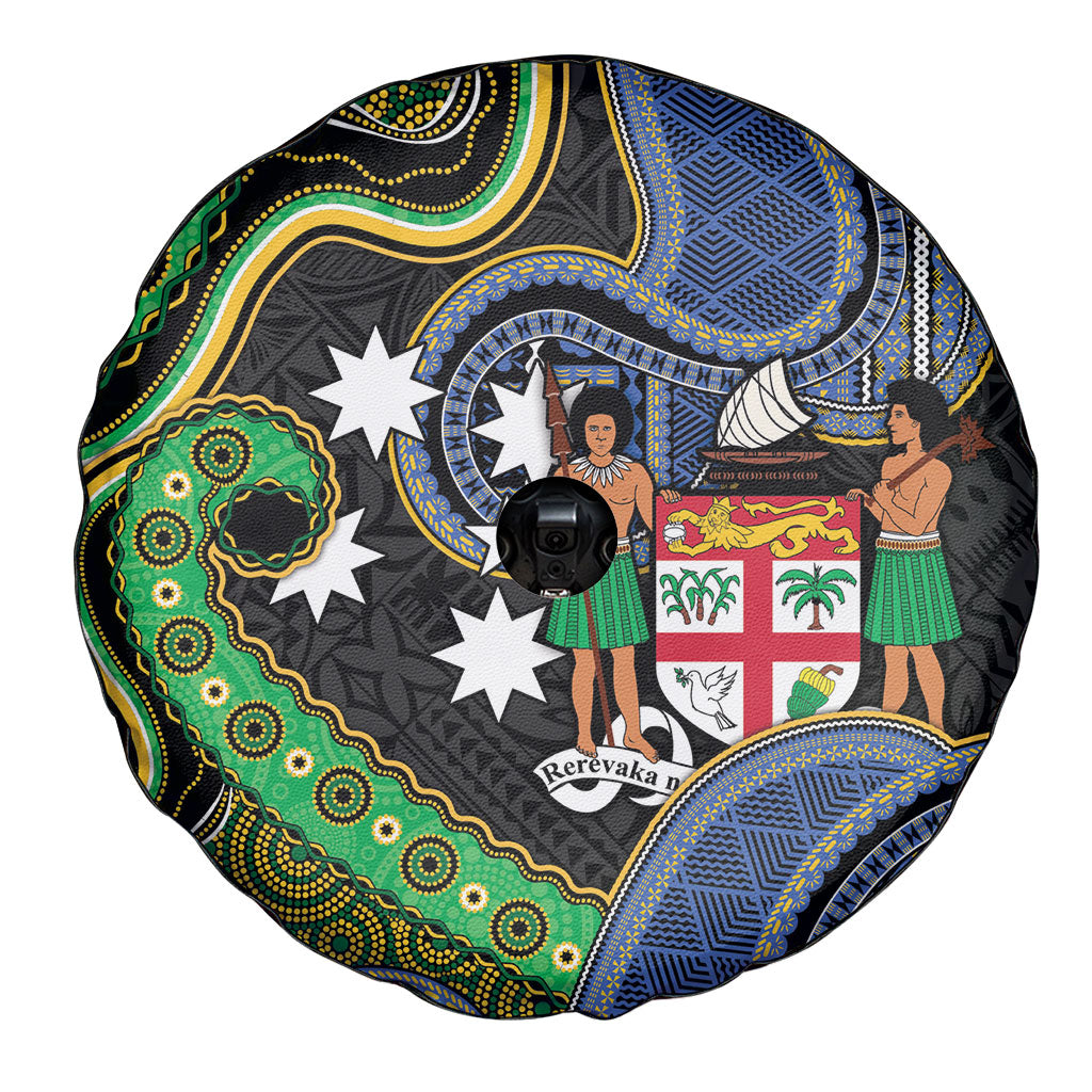 South Sea Islanders And Fiji Spare Tire Cover Fijian Coat Of Arms And Southern Cross DT05 - Polynesian Pride