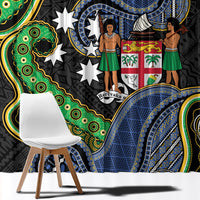 South Sea Islanders And Fiji Window Curtain Fijian Coat Of Arms And Southern Cross DT05 - Polynesian Pride