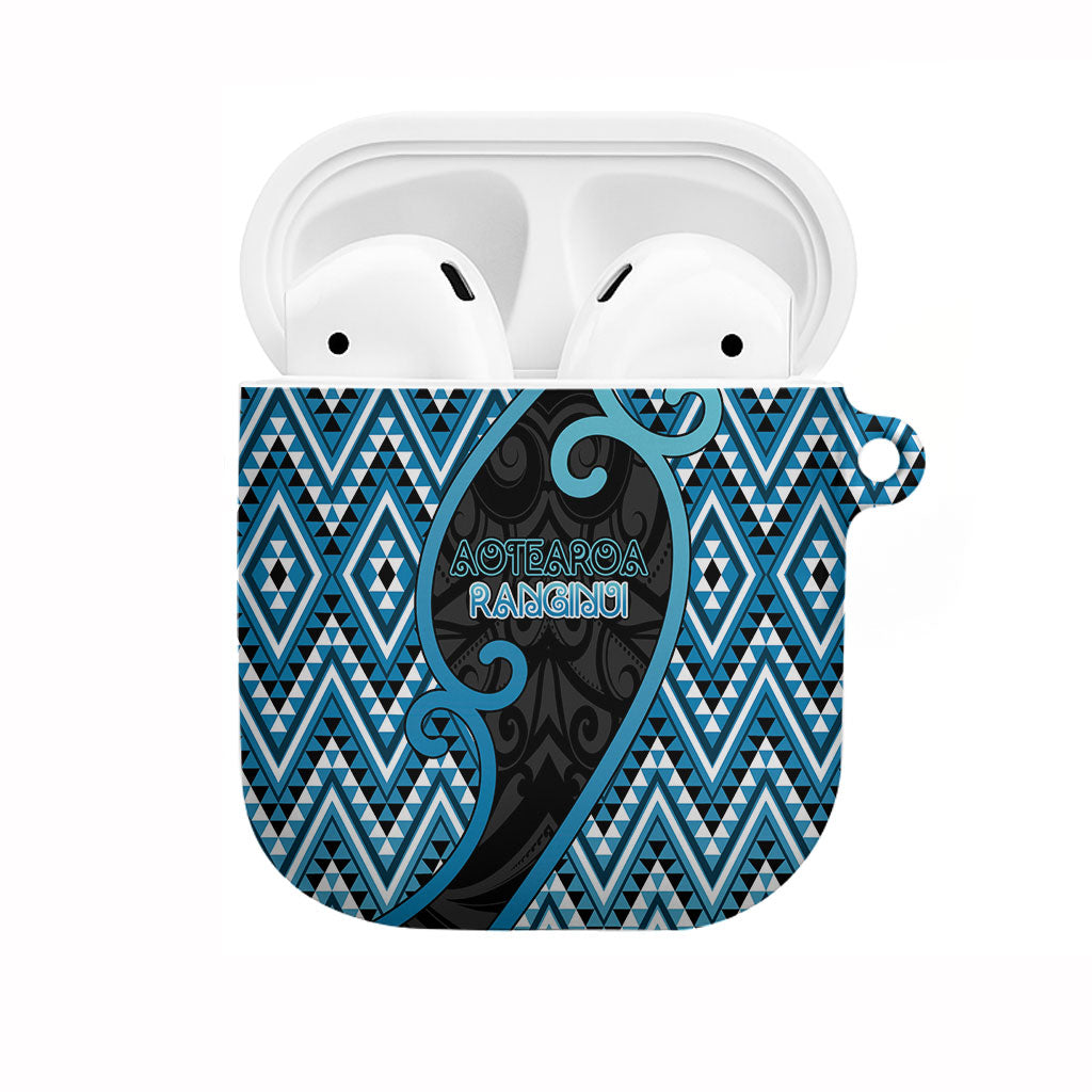 Aotearoa Atua Ranginui AirPods Case Maori Sky Father Koru Patterns DT05 Blue - Polynesian Pride