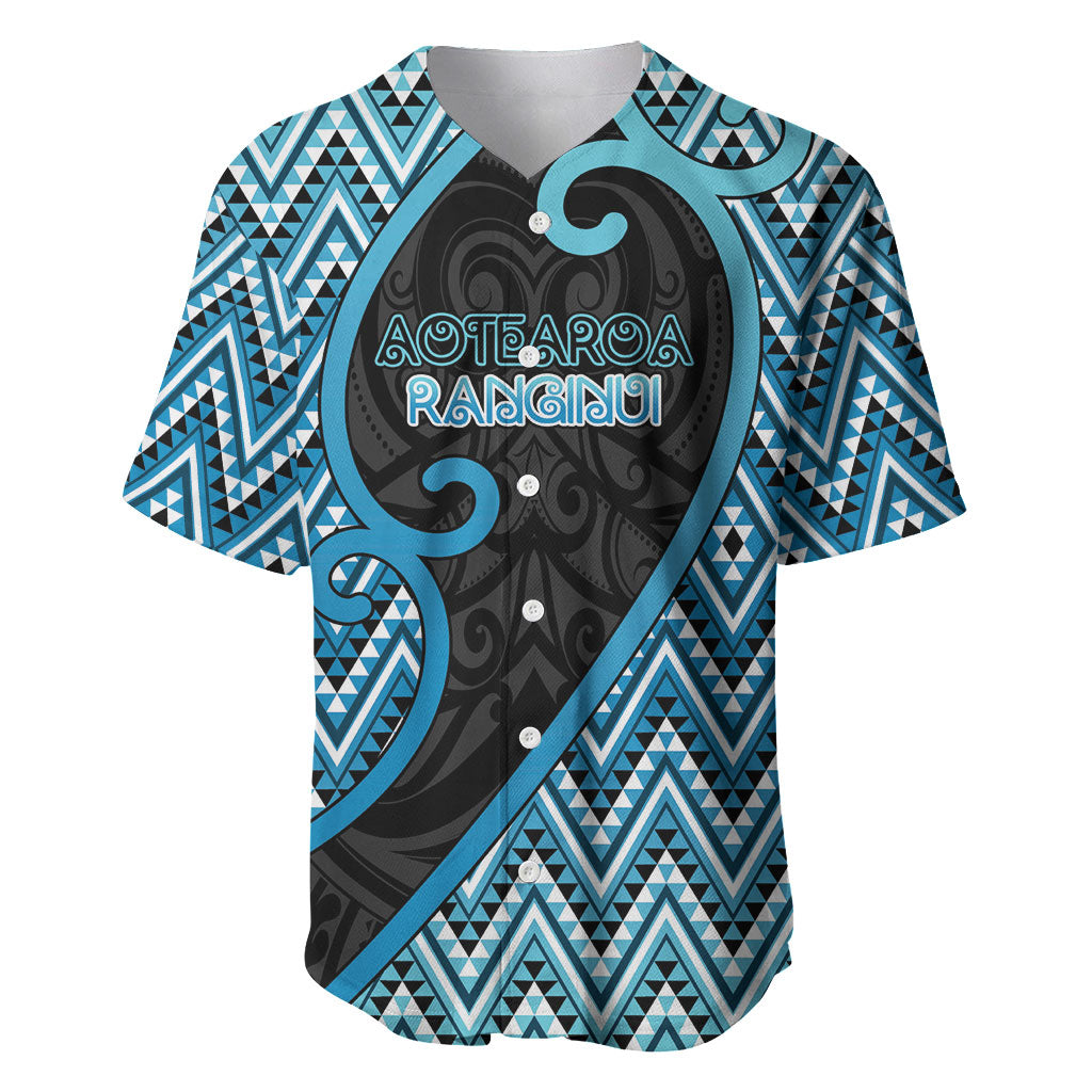 Custom Aotearoa Atua Ranginui Baseball Jersey Maori Sky Father Koru Patterns DT05 Blue - Polynesian Pride