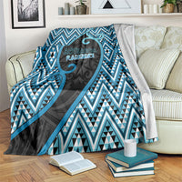 Aotearoa Atua Ranginui Blanket Maori Sky Father Koru Patterns DT05 Blue - Polynesian Pride