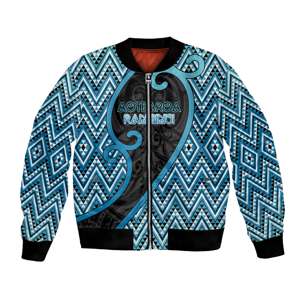 Custom Aotearoa Atua Ranginui Bomber Jacket Maori Sky Father Koru Patterns