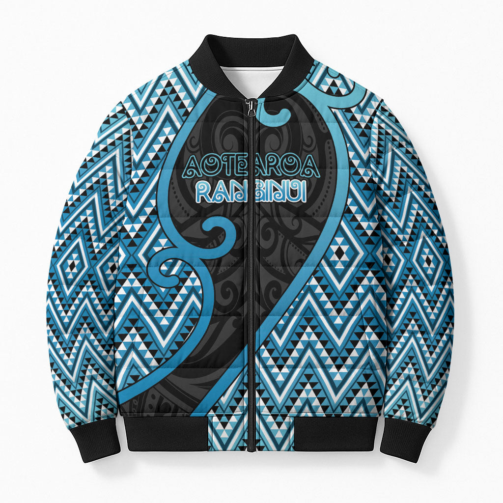 Custom Aotearoa Atua Ranginui Bomber Puffer Jacket Maori Sky Father Koru Patterns
