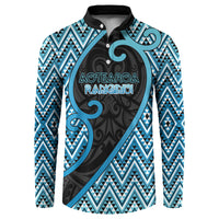 Custom Aotearoa Atua Ranginui Button Sweatshirt Maori Sky Father Koru Patterns DT05 Blue - Polynesian Pride