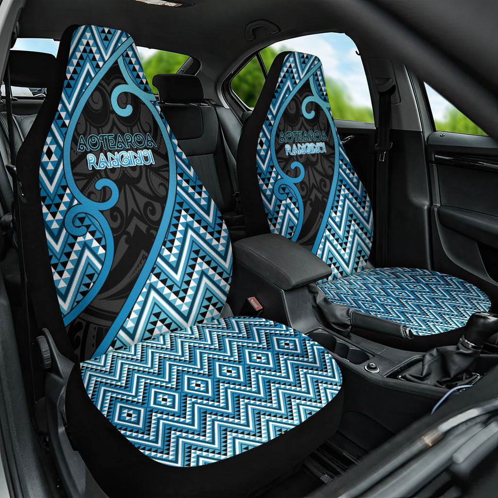 Aotearoa Atua Ranginui Car Seat Cover Maori Sky Father Koru Patterns DT05 One Size Blue - Polynesian Pride