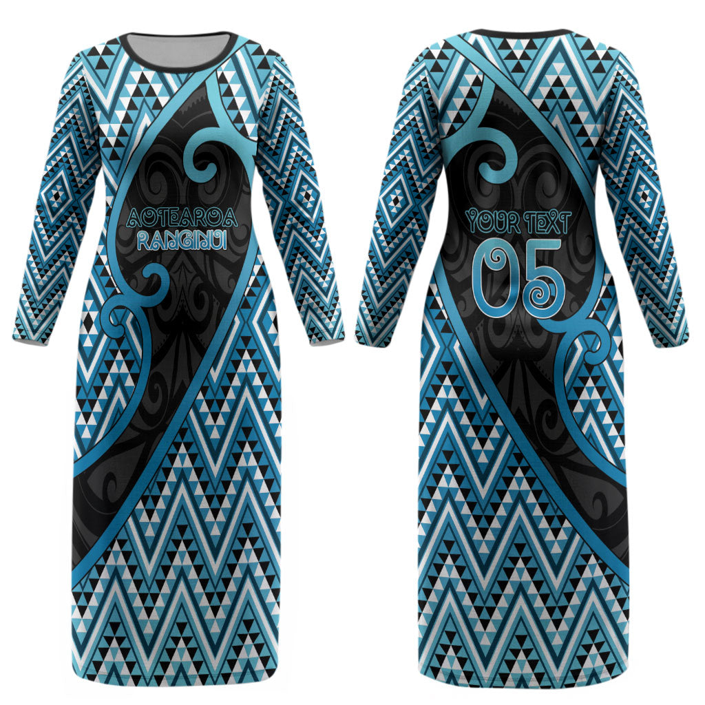 Custom Aotearoa Atua Ranginui Couples Matching Long Sleeve Bodycon Dress and Hawaiian Shirt Maori Sky Father Koru Patterns