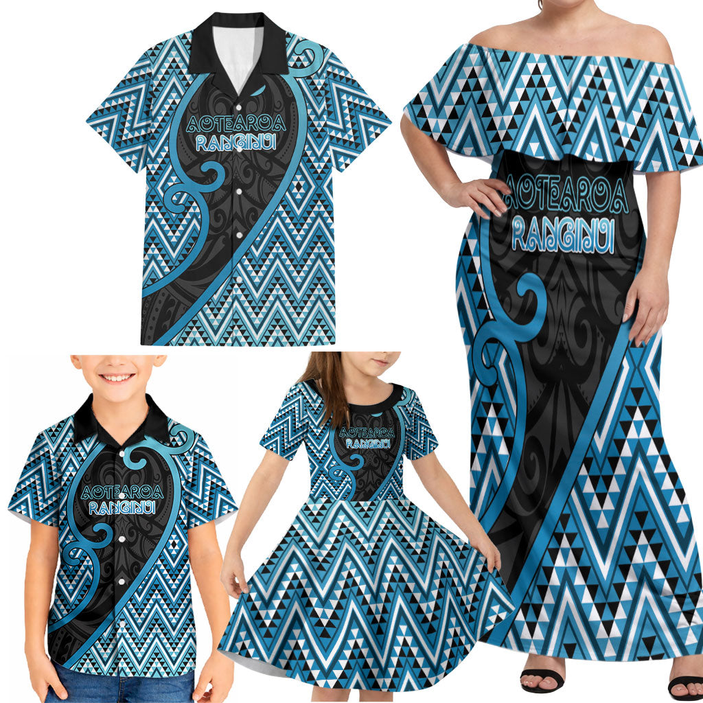 Custom Aotearoa Atua Ranginui Family Matching Off Shoulder Maxi Dress and Hawaiian Shirt Maori Sky Father Koru Patterns DT05 - Polynesian Pride