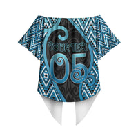 Custom Aotearoa Atua Ranginui Off Shoulder Wrap Waist Top Maori Sky Father Koru Patterns