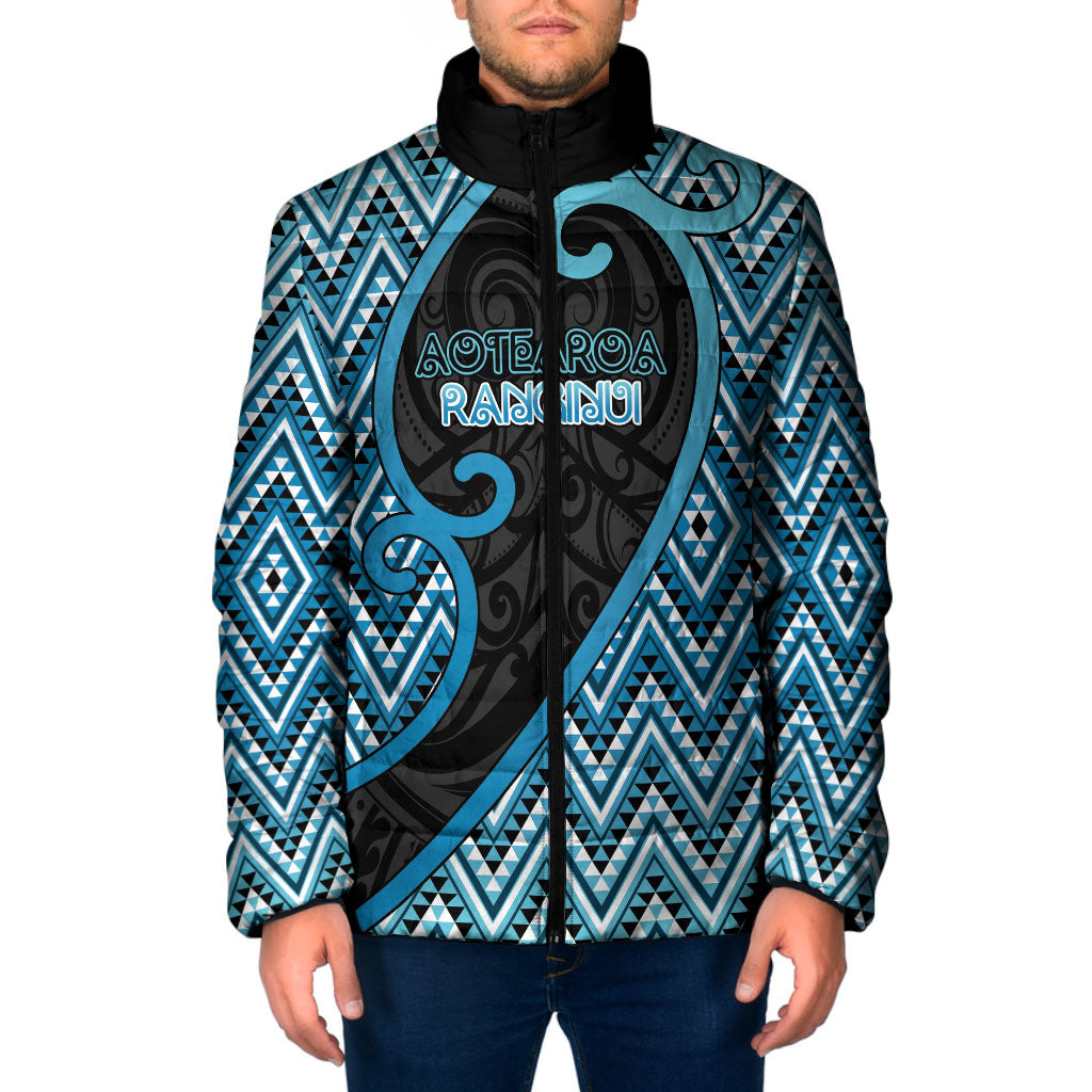 Custom Aotearoa Atua Ranginui Padded Jacket Maori Sky Father Koru Patterns DT05 Men Blue - Polynesian Pride