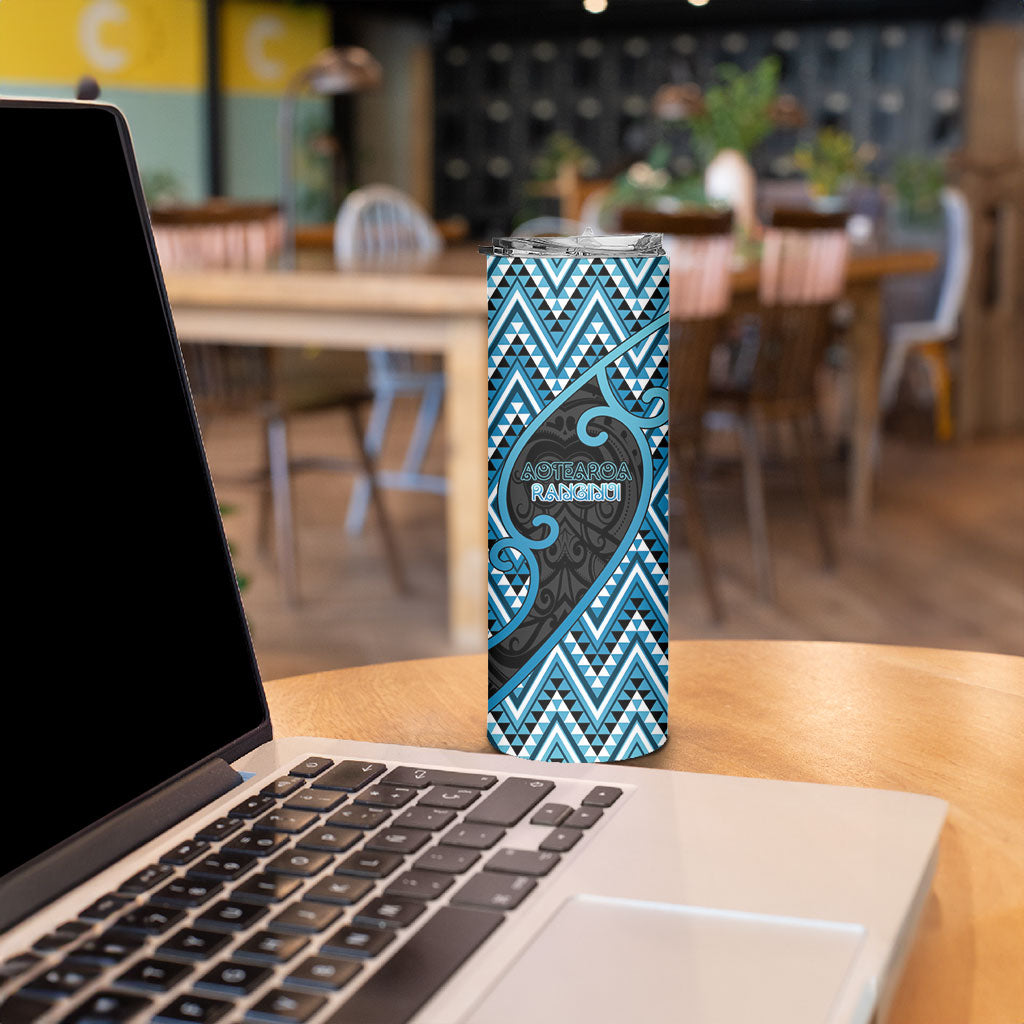 Custom Aotearoa Atua Ranginui Skinny Tumbler Maori Sky Father Koru Patterns