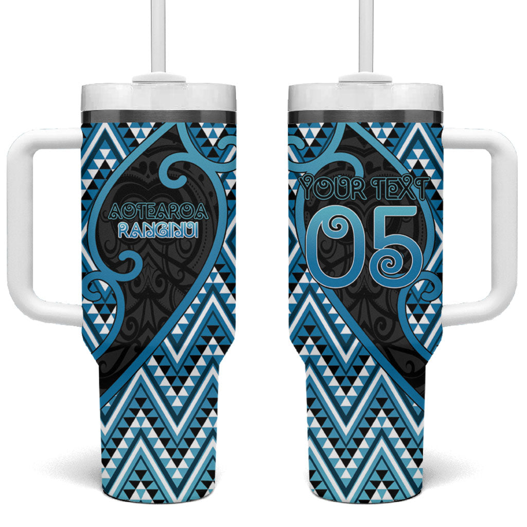 Custom Aotearoa Atua Ranginui Tumbler With Handle Maori Sky Father Koru Patterns DT05 One Size: 40 oz Blue - Polynesian Pride