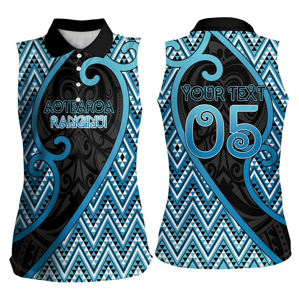 Custom Aotearoa Atua Ranginui Women Sleeveless Polo Shirt Maori Sky Father Koru Patterns