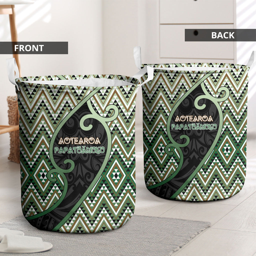 Aotearoa Atua Papatuanuku Laundry Basket Earth Mother Father Koru Patterns