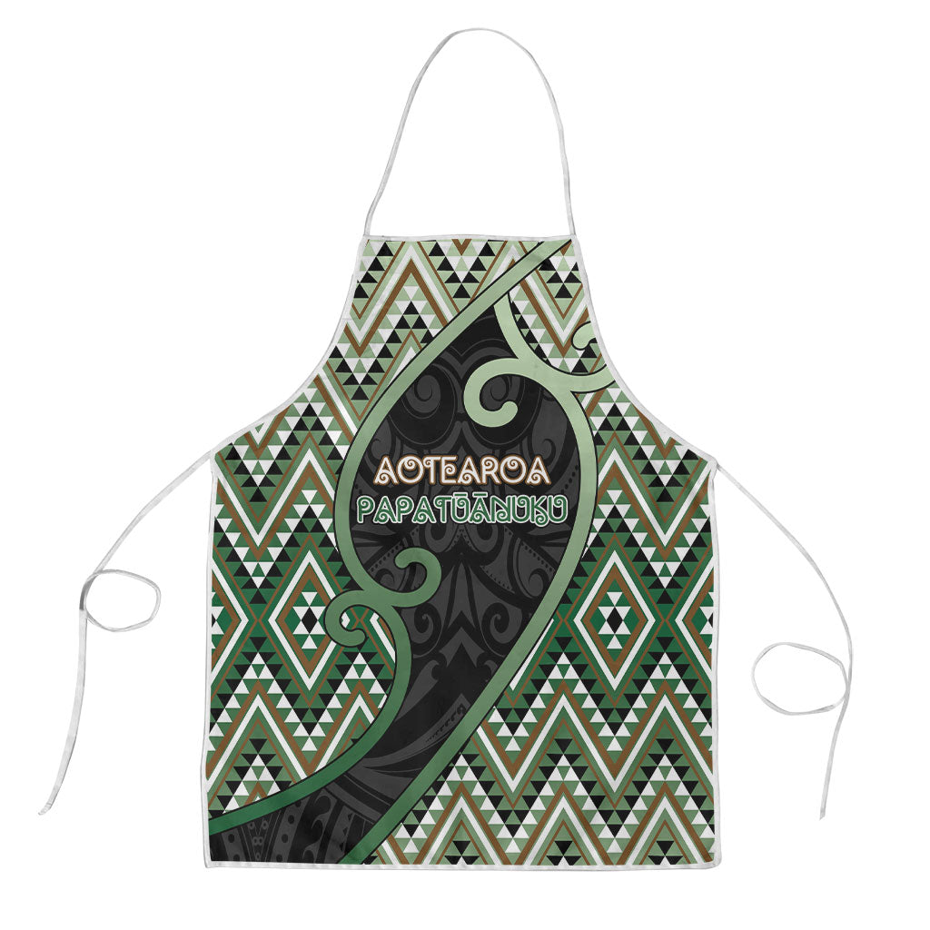 Aotearoa Atua Papatuanuku Apron Earth Mother Father Koru Patterns DT05 Green - Polynesian Pride