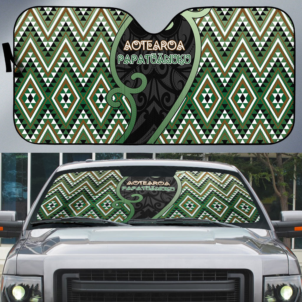 Aotearoa Atua Papatuanuku Auto Sun Shade Earth Mother Father Koru Patterns
