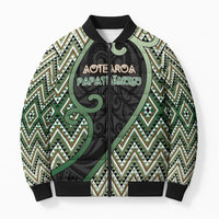 Custom Aotearoa Atua Papatuanuku Bomber Puffer Jacket Earth Mother Father Koru Patterns