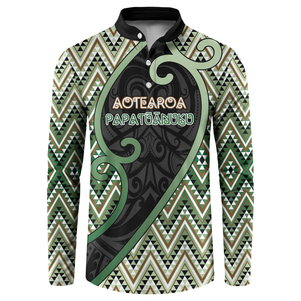Custom Aotearoa Atua Papatuanuku Button Sweatshirt Earth Mother Father Koru Patterns