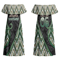 Custom Aotearoa Atua Papatuanuku Couples Matching Off Shoulder Maxi Dress and Long Sleeve Button Shirt Earth Mother Father Koru Patterns