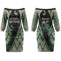 Custom Aotearoa Atua Papatuanuku Couples Matching Off The Shoulder Long Sleeve Dress and Hawaiian Shirt Earth Mother Father Koru Patterns