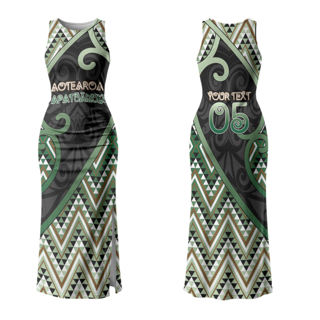 Custom Aotearoa Atua Papatuanuku Couples Matching Tank Maxi Dress and Long Sleeve Button Shirt Earth Mother Father Koru Patterns