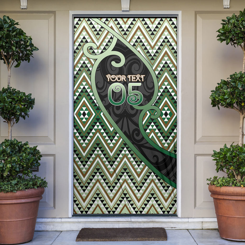 Custom Aotearoa Atua Papatuanuku Door Cover Earth Mother Father Koru Patterns DT05 Green - Polynesian Pride