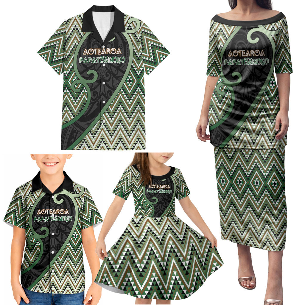 Custom Aotearoa Atua Papatuanuku Family Matching Puletasi and Hawaiian Shirt Earth Mother Father Koru Patterns DT05 - Polynesian Pride